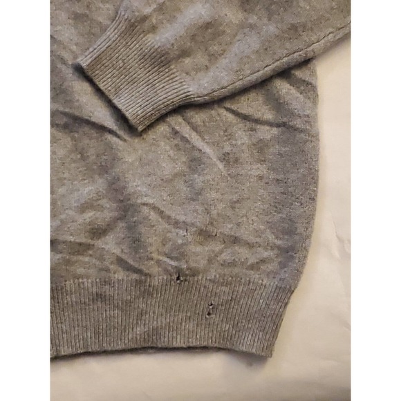 Woods & Gray Mens 100% Cashmere Polo Sweater Med. Gray Button Long Sleeve - Picture 2 of 11